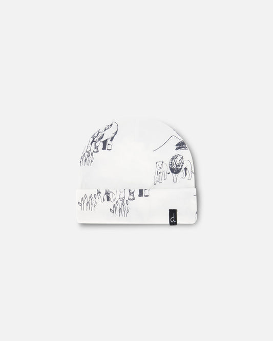 Organic Cotton Hat White With Printed Jungle-0