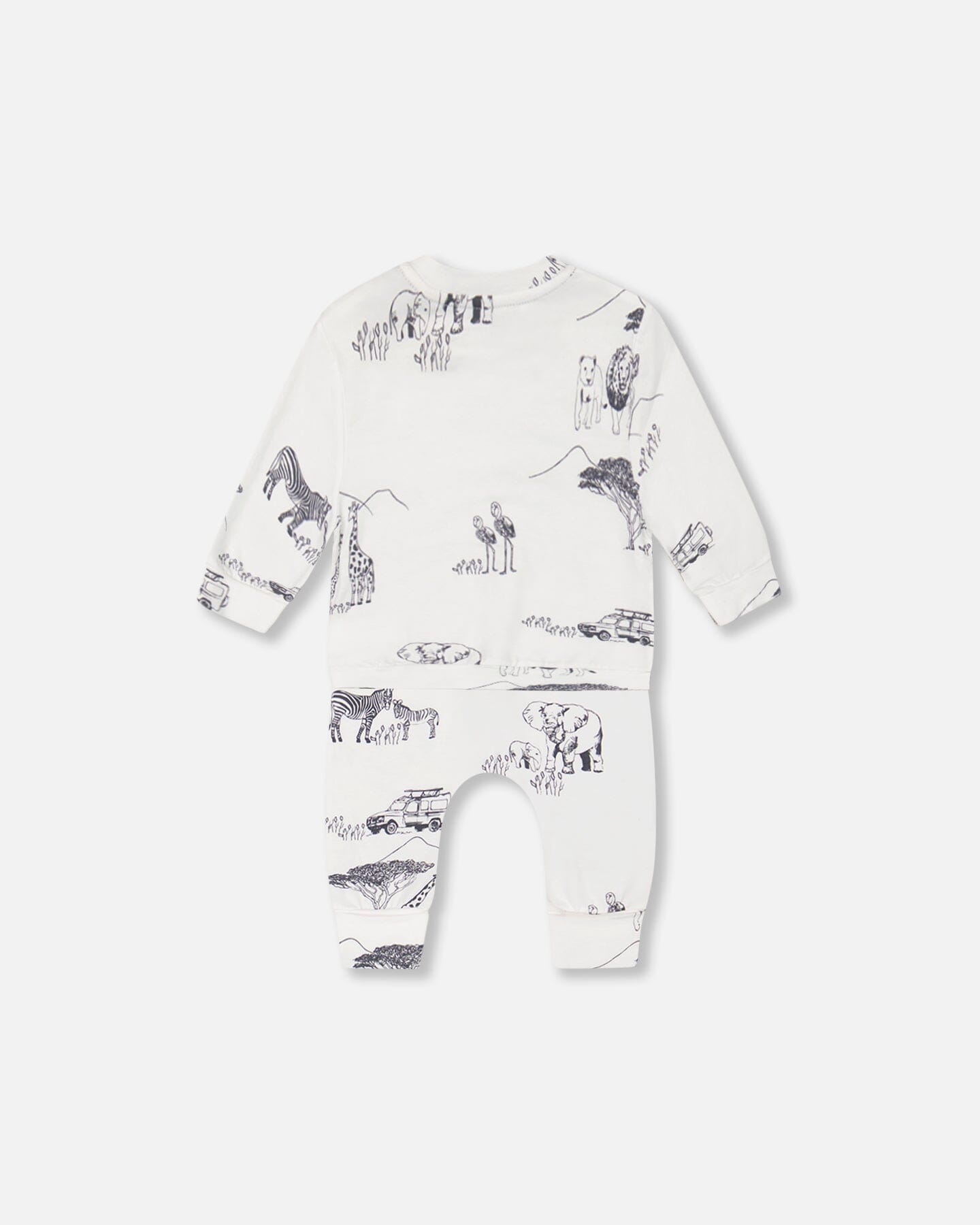 Organic Cotton Printed Top And Evolutive Pant Set White With Printed Jungle-1