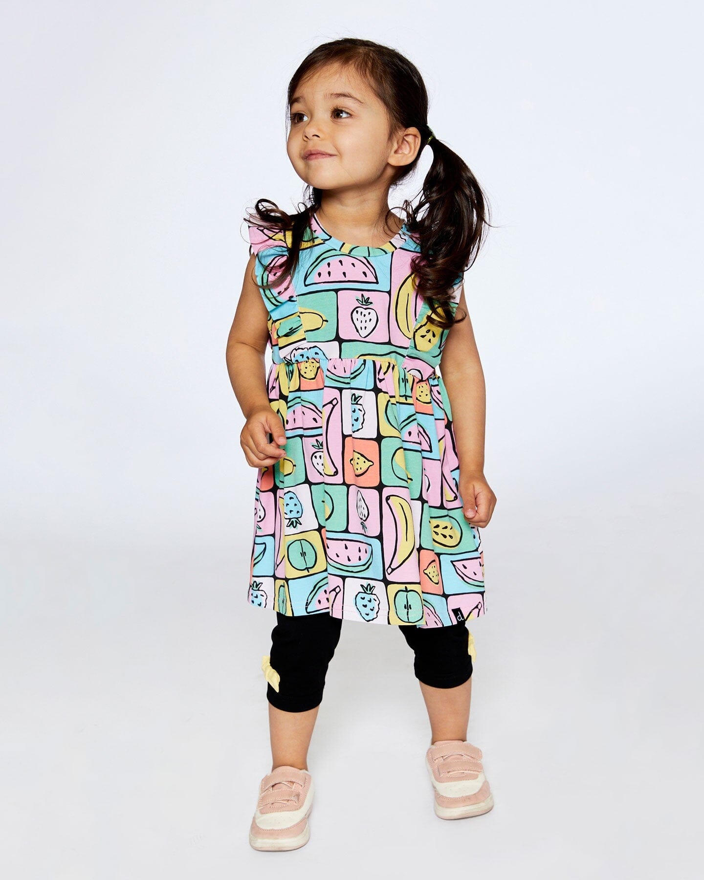 Organic Cotton Jersey Tunic And Capri Set Printed Fruits Square-1