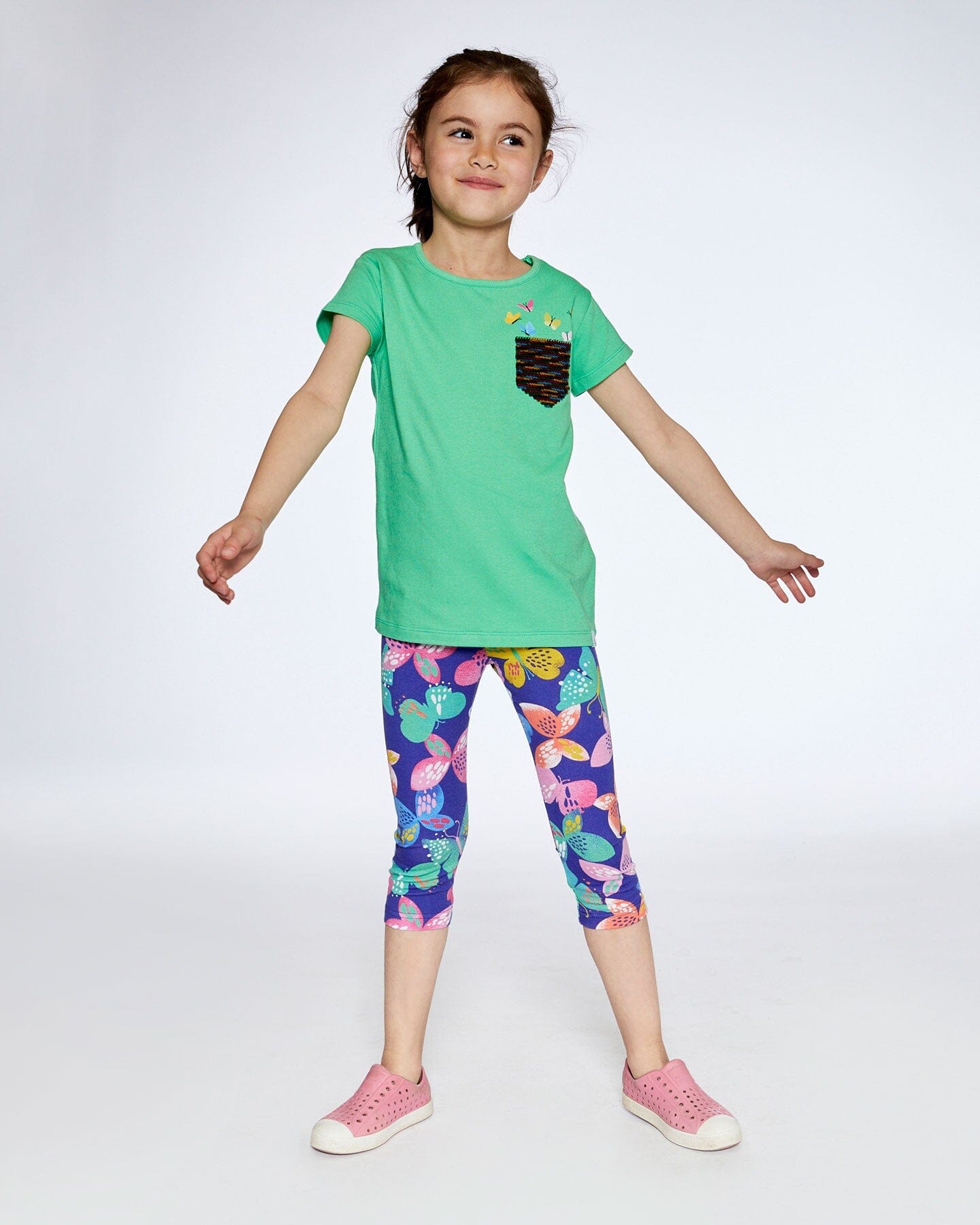 Organic Jersey Top With Print And Sequins Spring Green-1