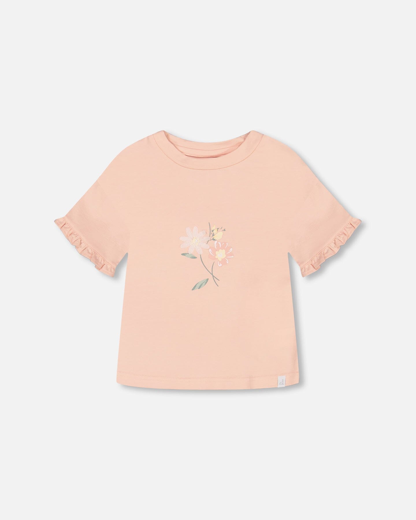 Organic Cotton Top With Print And Frills Blush Pink-0