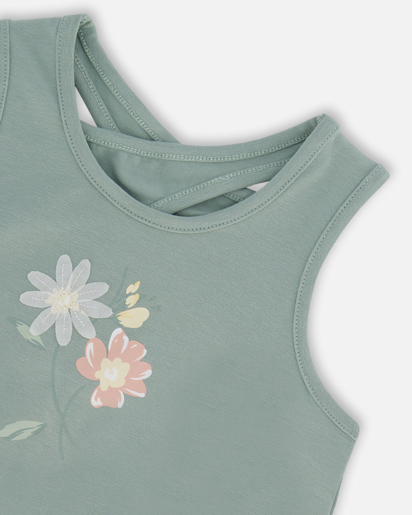Organic Cotton Tank Top With Print Olive Green-4