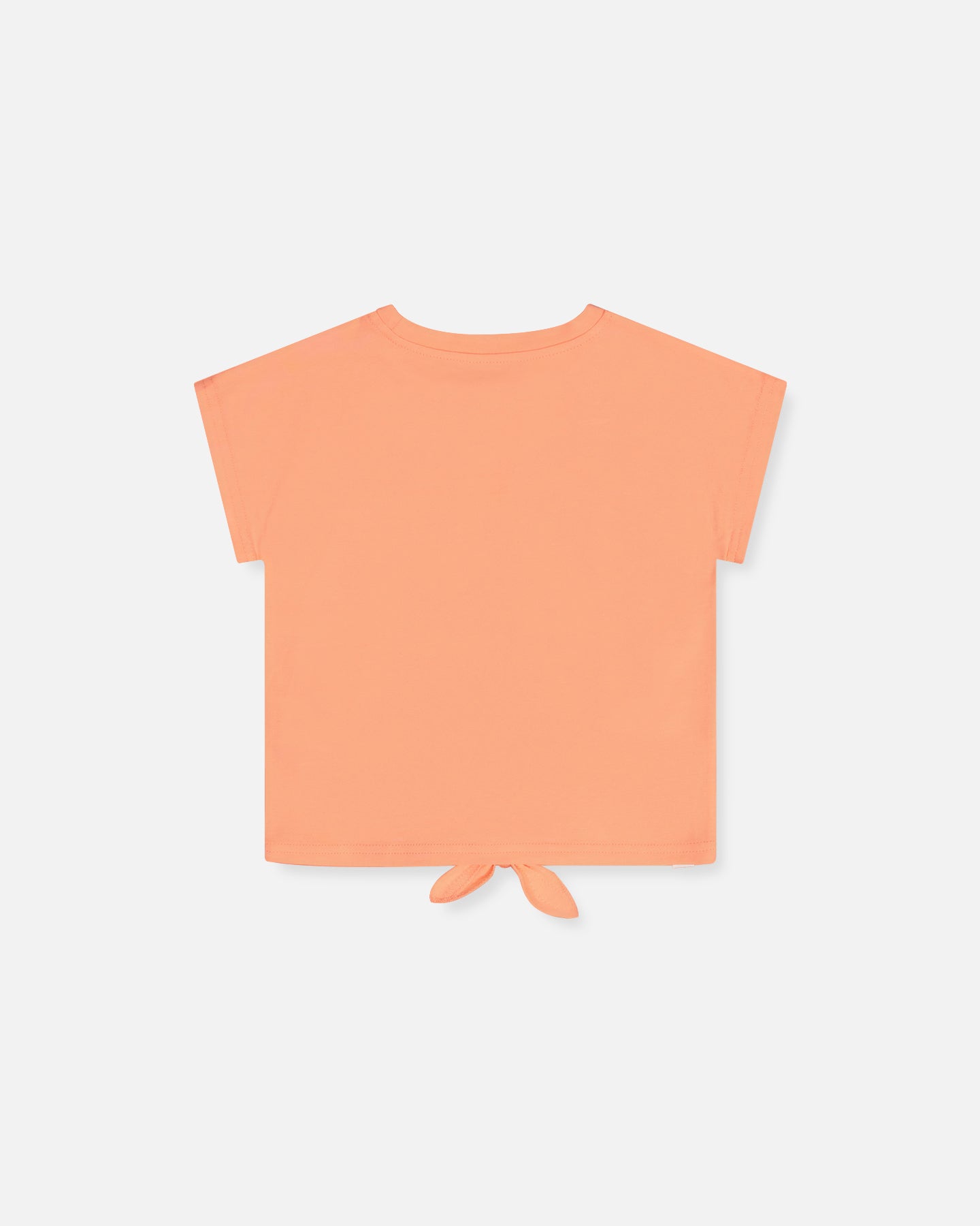 Organic Cotton Top With Print And Knot Salmon Orange-2