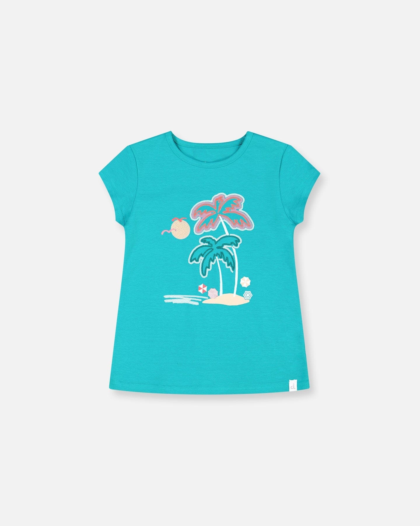 Organic Cotton Tee With Print Turquoise-0