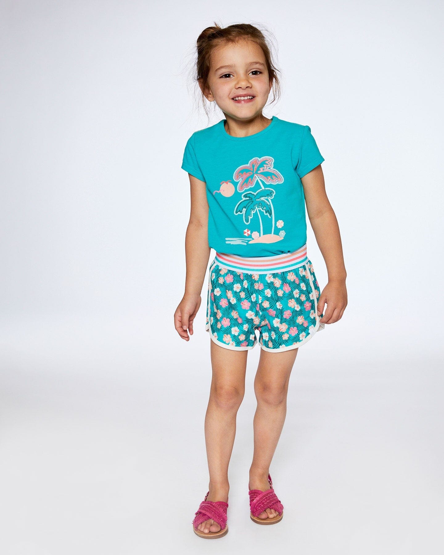 Organic Cotton Tee With Print Turquoise-1