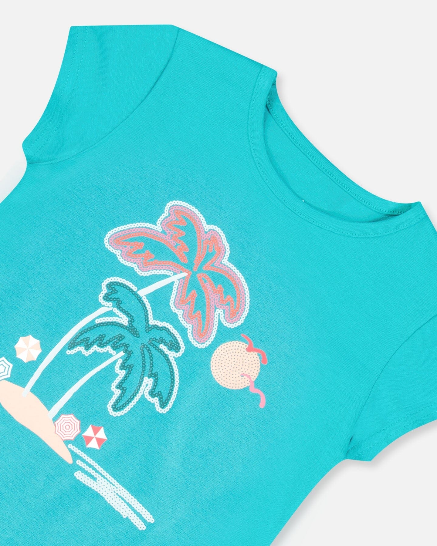 Organic Cotton Tee With Print Turquoise-3