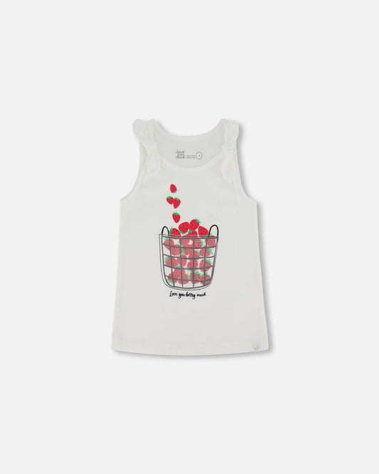 Organic Cotton Tank Top With Knot Off White-0