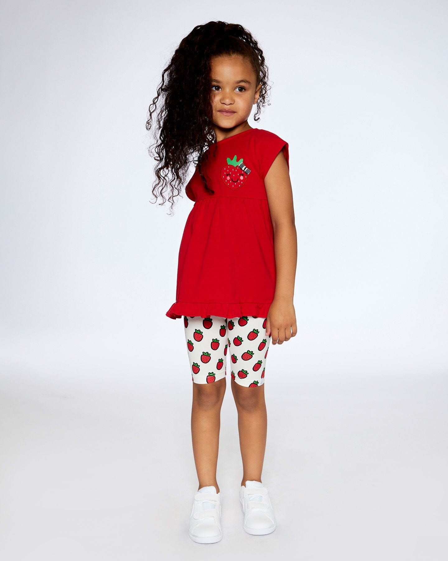 Organic Cotton Long Top With Frill True Red-1
