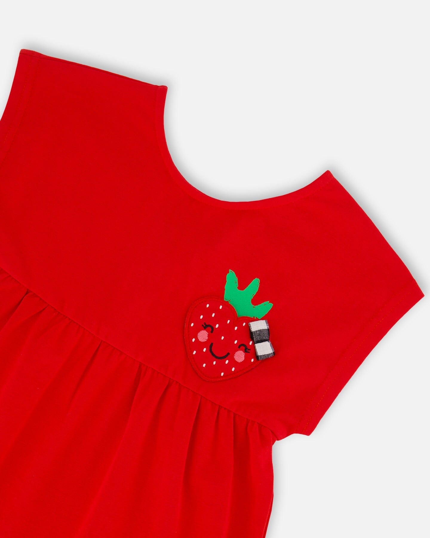 Organic Cotton Long Top With Frill True Red-3