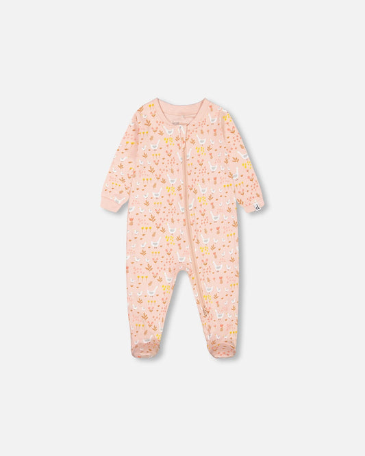 Organic Cotton One Piece Pajama Pink Printed Goose-0