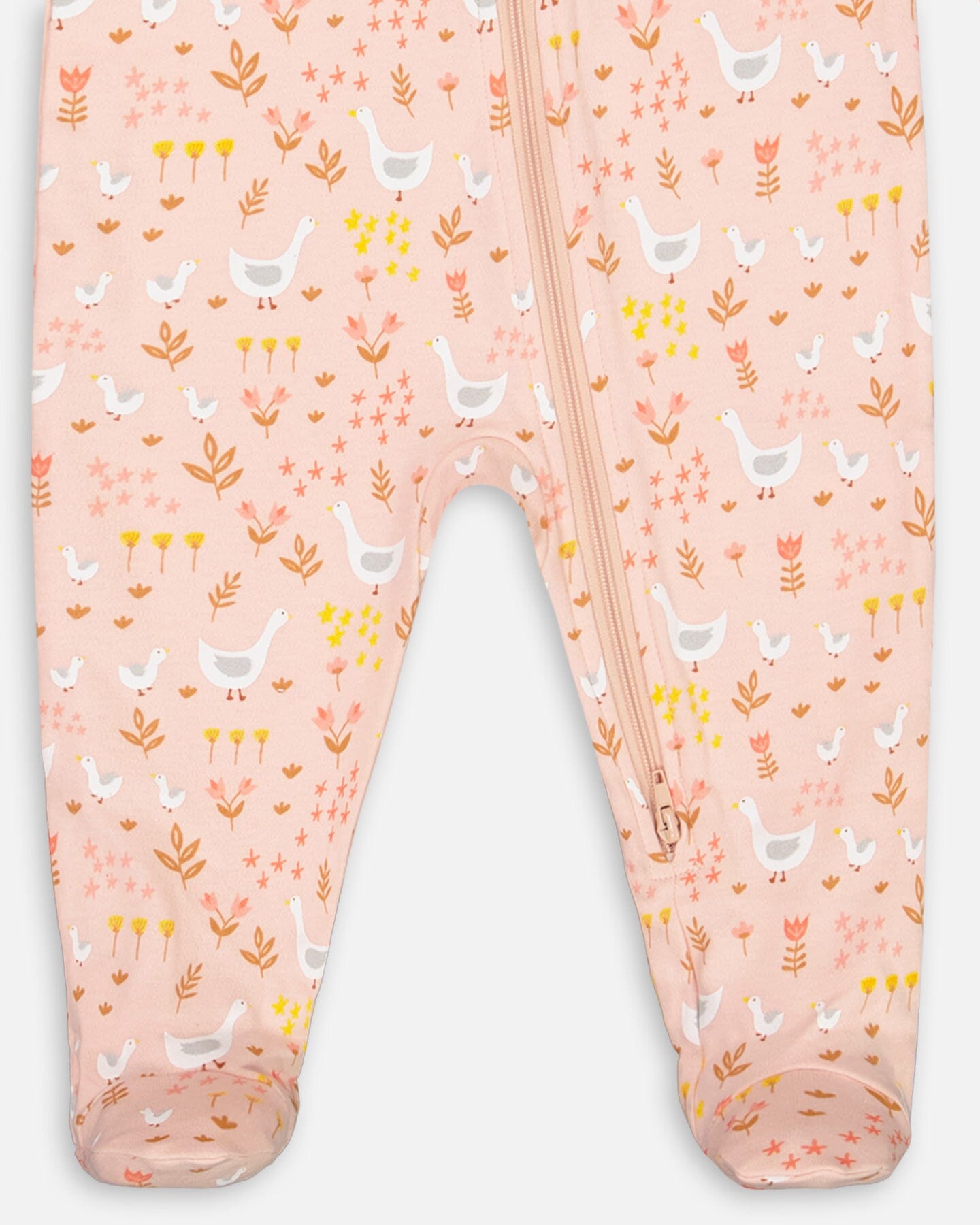 Organic Cotton One Piece Pajama Pink Printed Goose-2