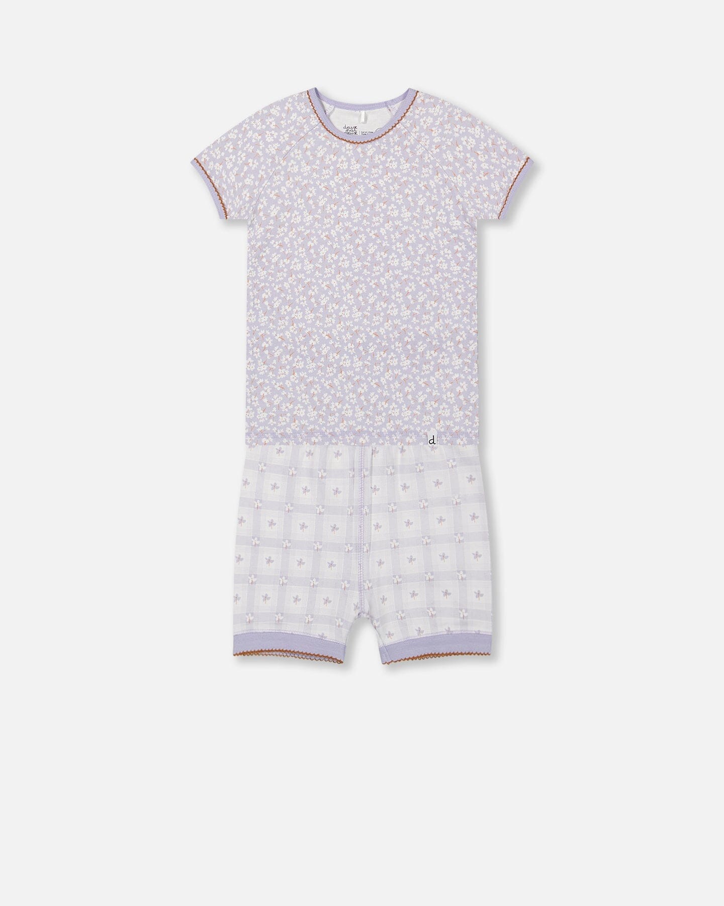 Organic Cotton Two Piece Pajama Set Lilac Printed Little Flowers-0