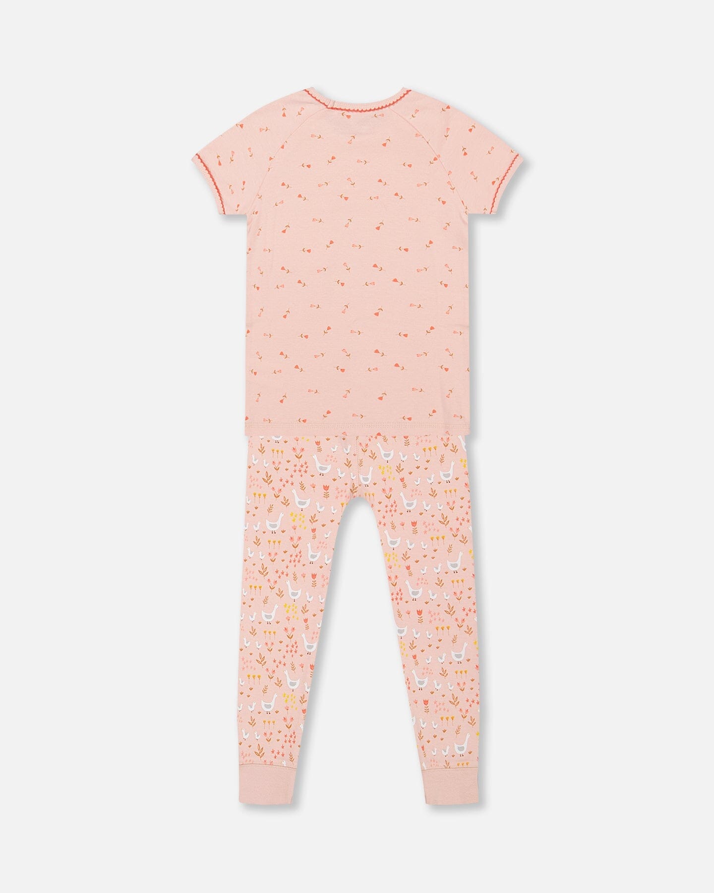 Organic Cotton Two Piece Pajama Set Pink Printed Goose-2