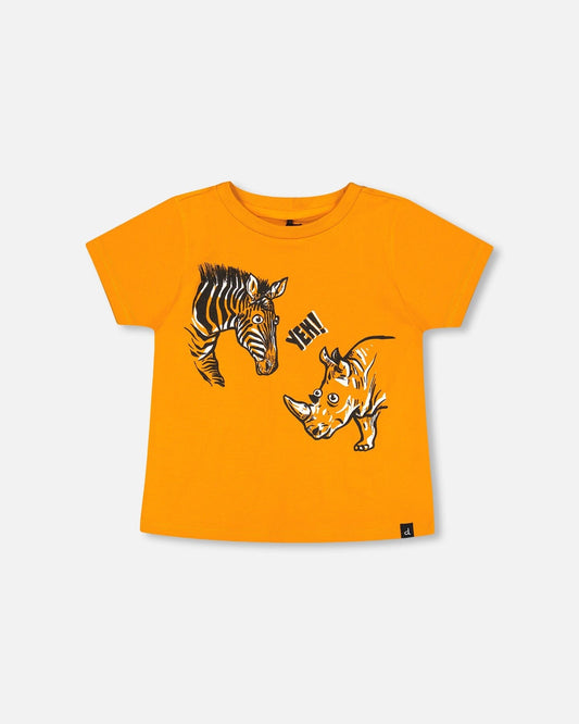 Organic Cotton T-Shirt With Print Orange-0