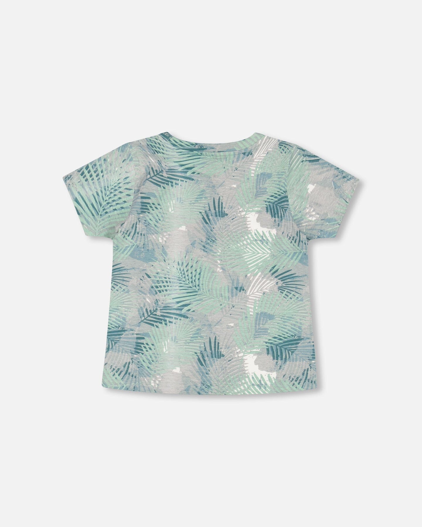 Organic Cotton Printed T-Shirt Green Jungle Leaves Print-2