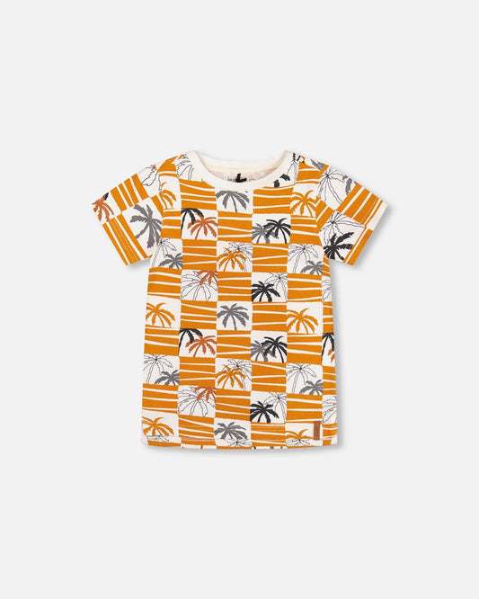 Organic Cotton Printed T-Shirt Yellow Ochre-0