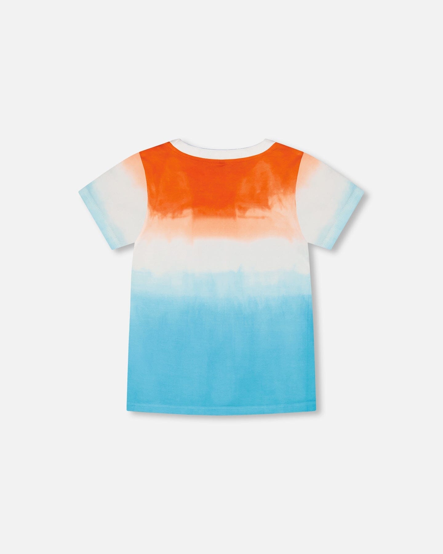 Organic Cotton T-Shirt With Gradient Blue And Orange Print-2