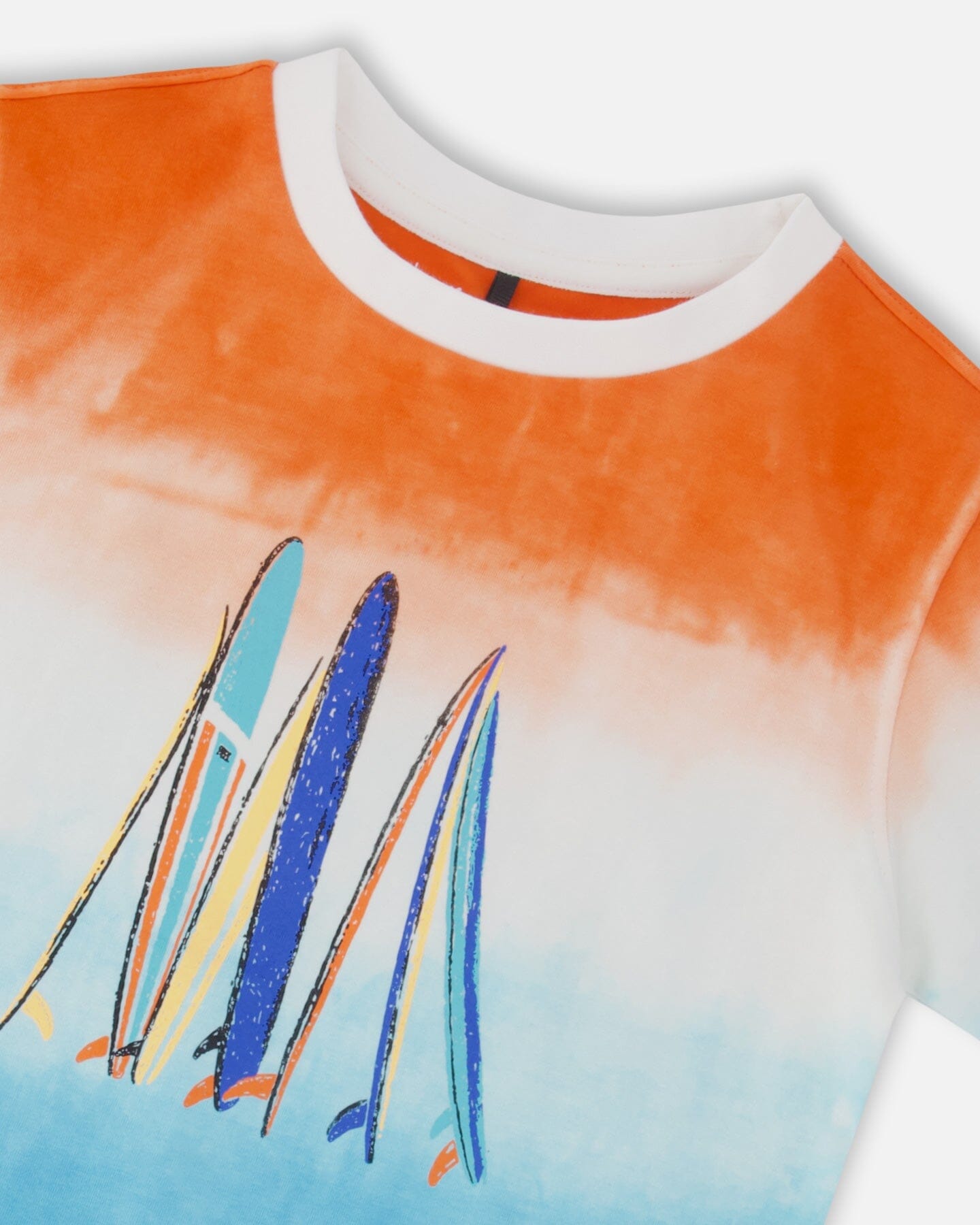Organic Cotton T-Shirt With Gradient Blue And Orange Print-3