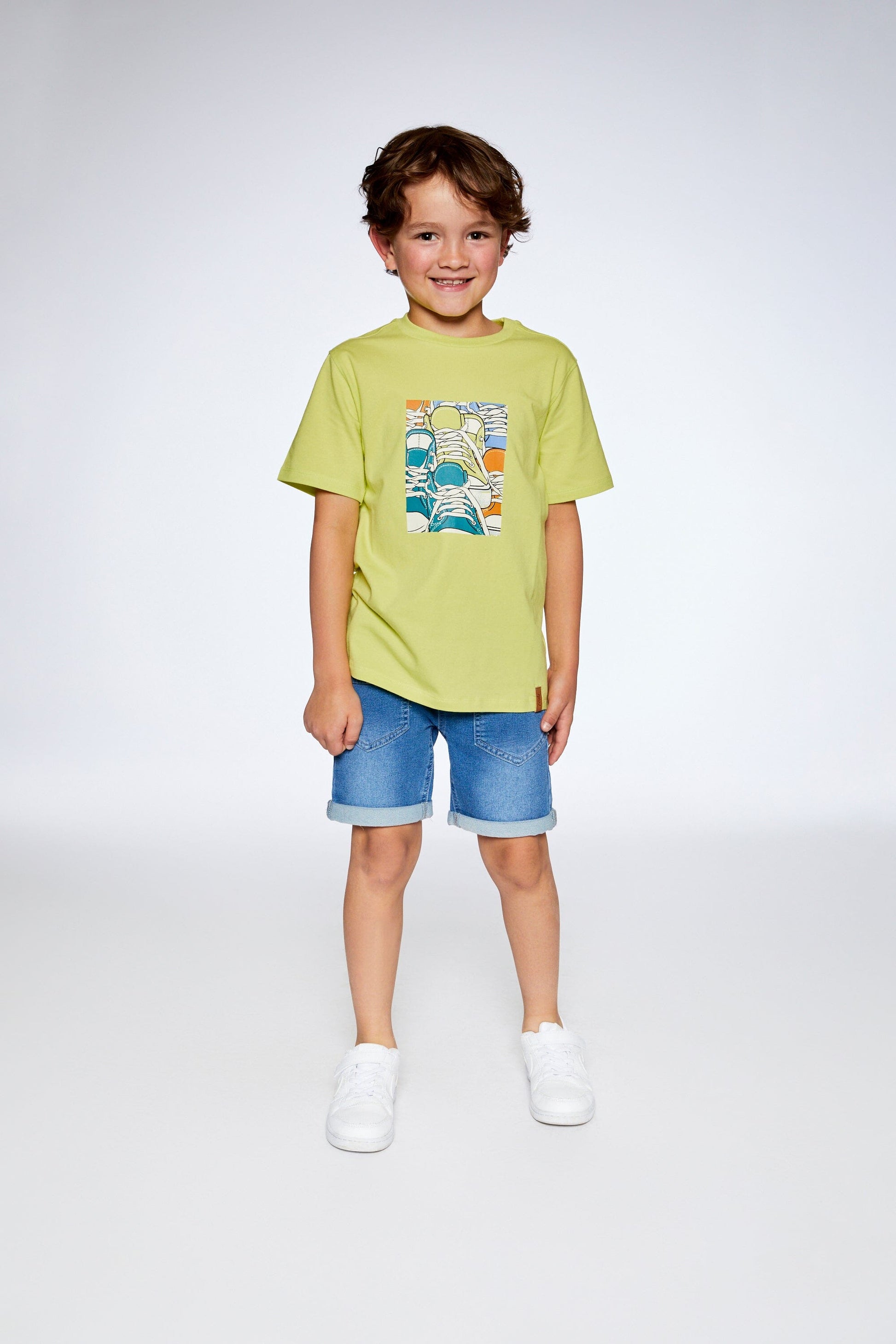 Organic Cotton T-Shirt With Sneaker Print Lime-2
