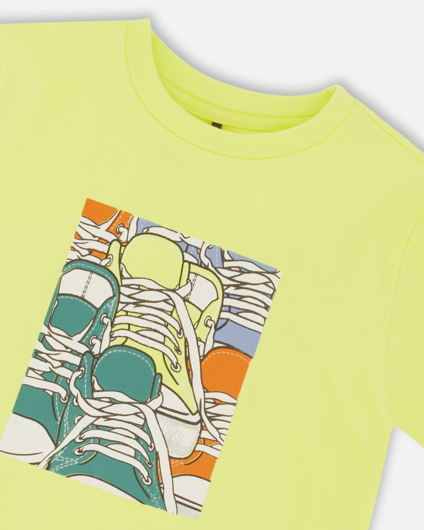 Organic Cotton T-Shirt With Sneaker Print Lime-4