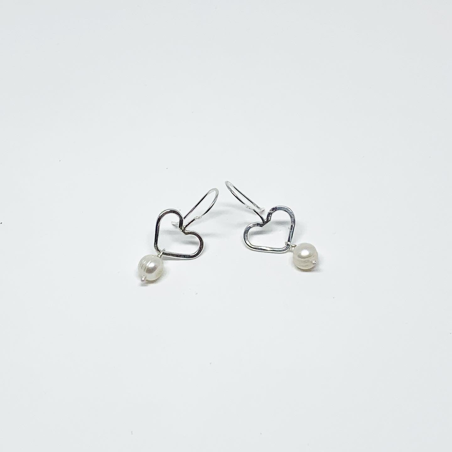 Heart and Pearl Dangle Earrings-1