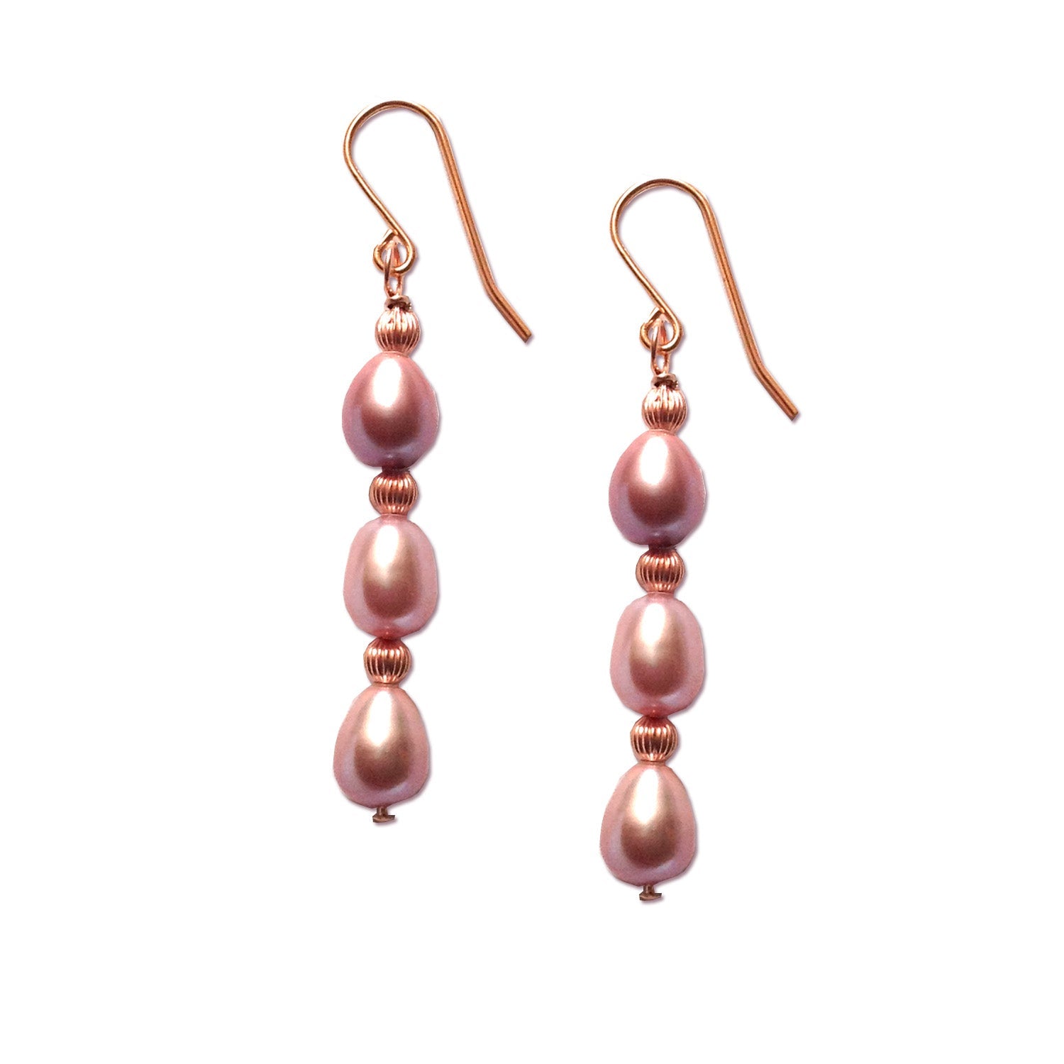 Pink Freshwater Pearl Earrings, Pearl Drop Earrings, Yellow 9k Gold earrings | by nlanlaVictory-1