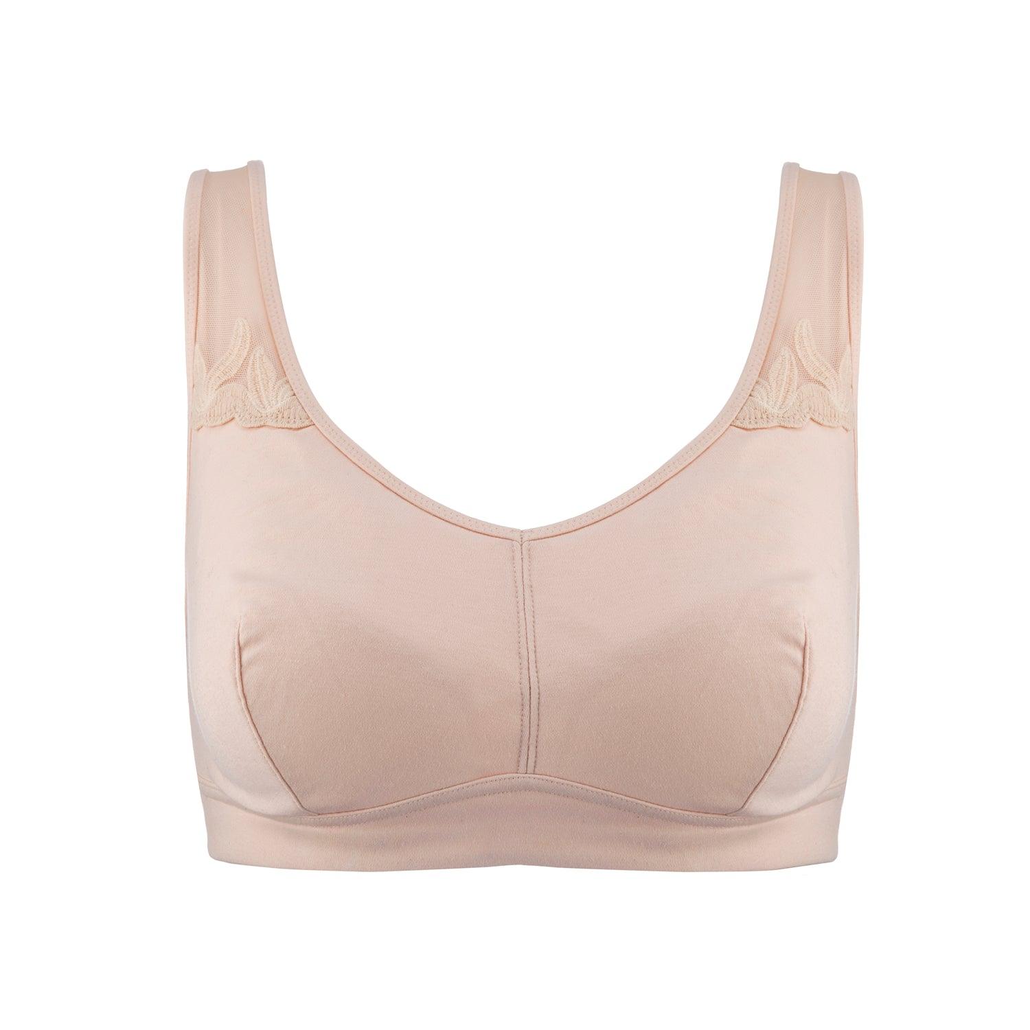 Ornate- Comfort Silk & Organic Cotton Non Wired Bra in Peach Pink-3