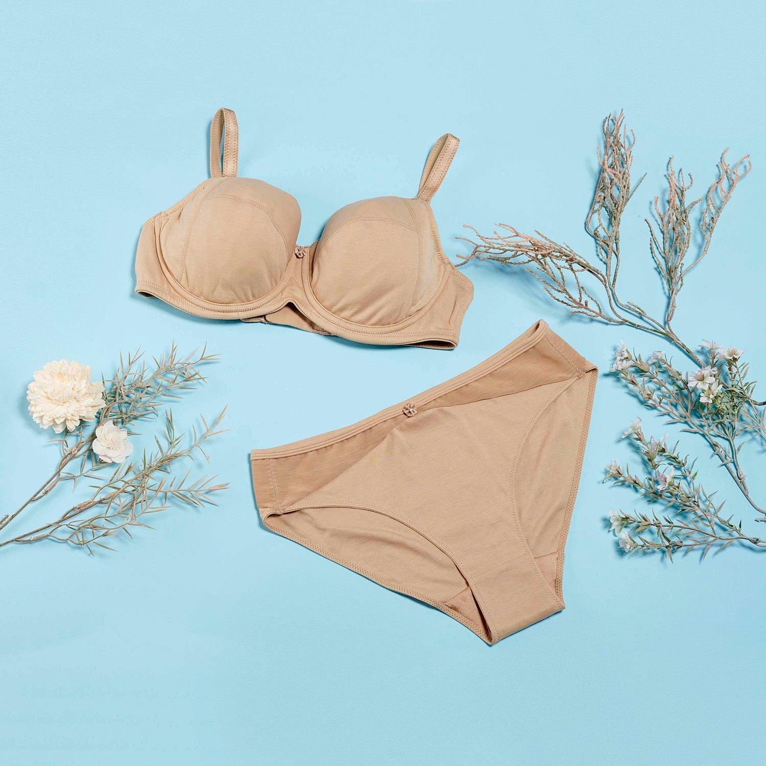 Shell-Underwired Silk & Organic Cotton Full Cup Bra with removable paddings-1