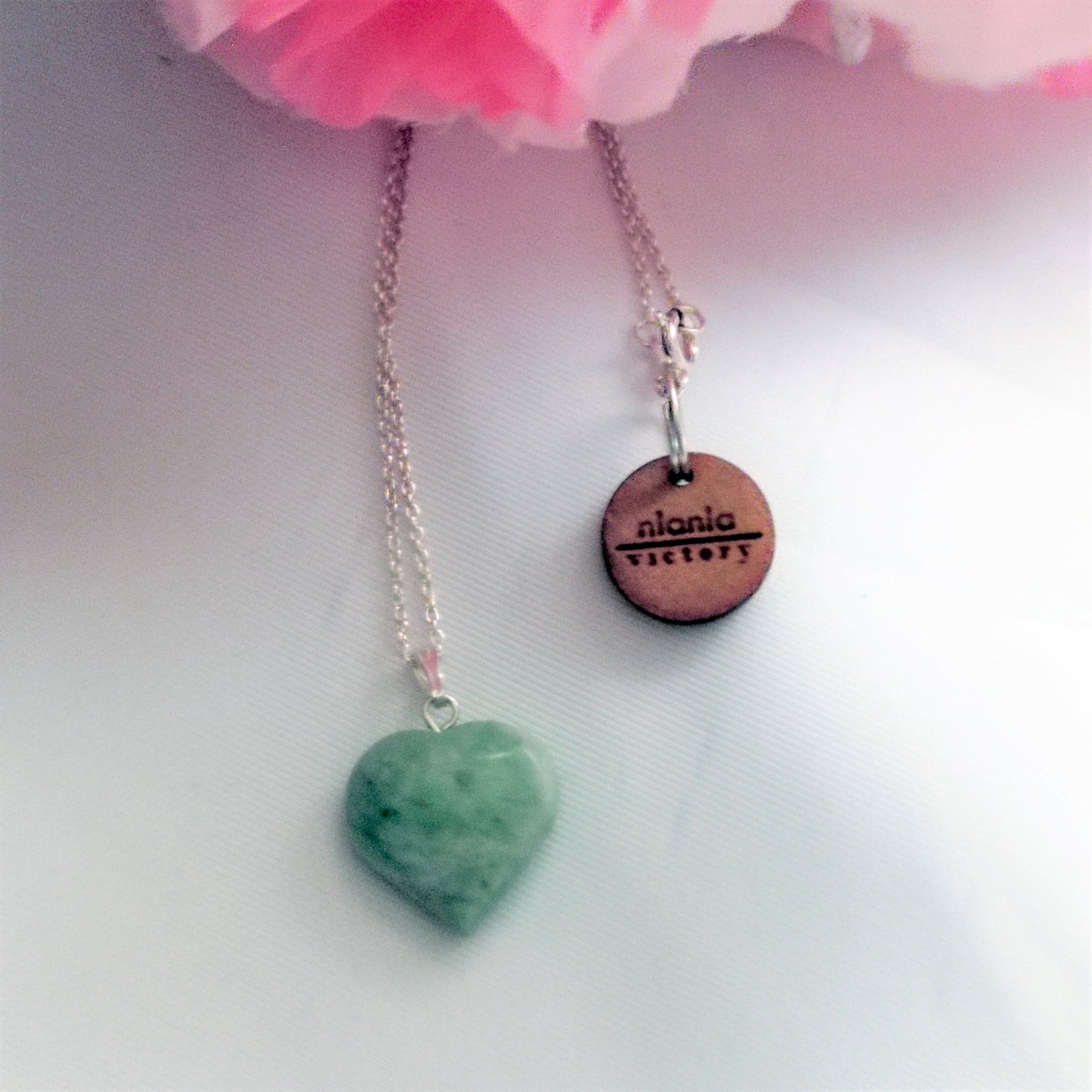 Chrysoprase Jade necklace Heart Gemstone Necklace, Jade Pendant Necklace, Chrysoprase Jade Sterling Silver Necklace | by nlanlaVictory-7