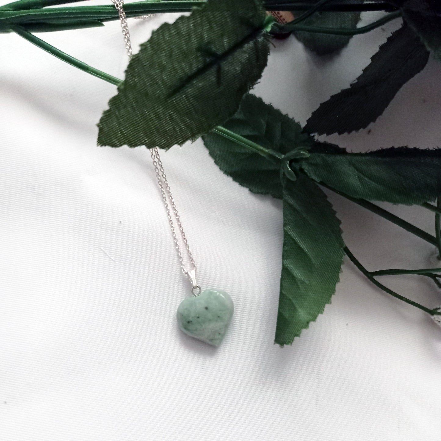 Chrysoprase Jade necklace Heart Gemstone Necklace, Jade Pendant Necklace, Chrysoprase Jade Sterling Silver Necklace | by nlanlaVictory-0