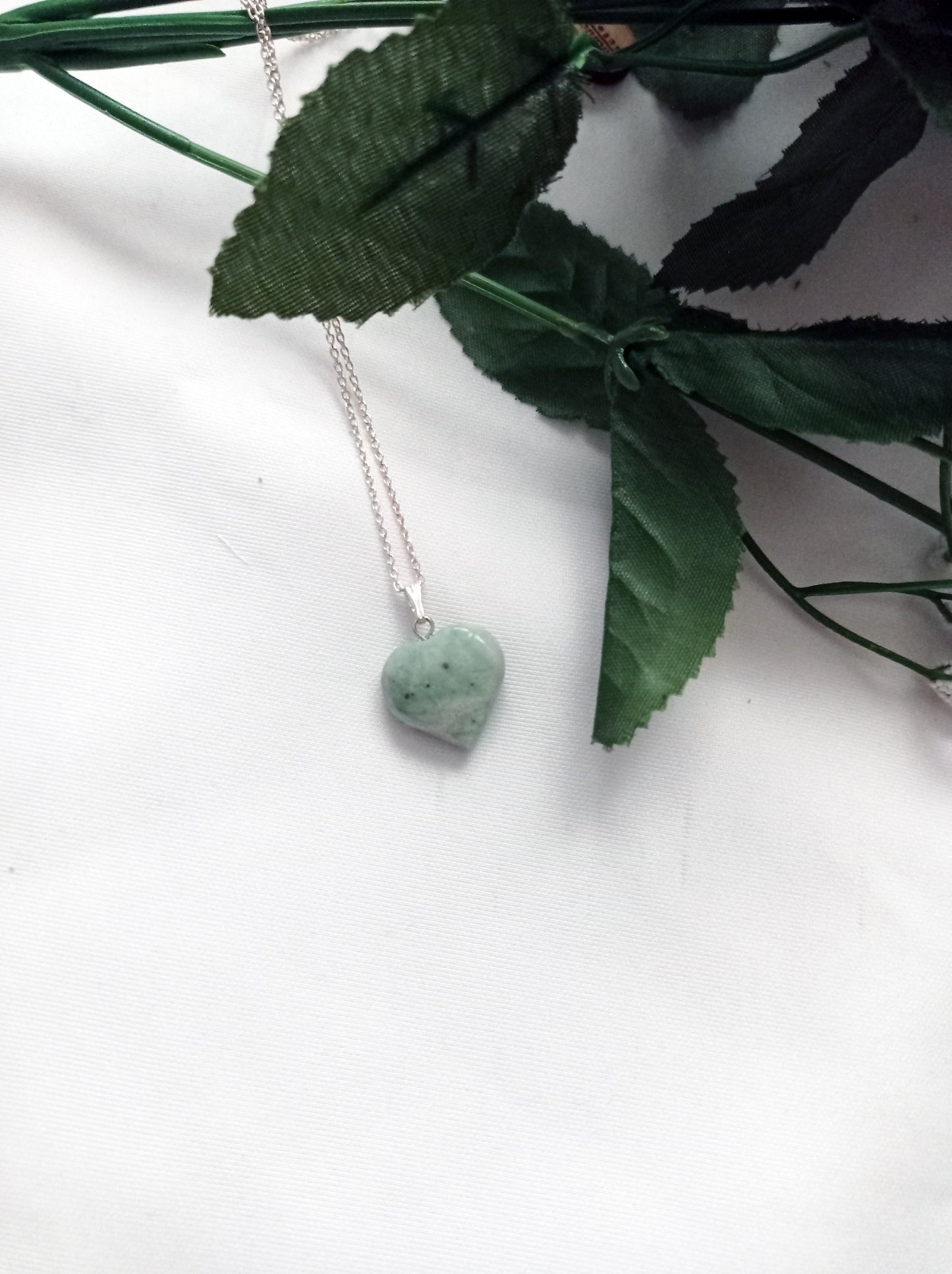 Chrysoprase Jade necklace Heart Gemstone Necklace, Jade Pendant Necklace, Chrysoprase Jade Sterling Silver Necklace | by nlanlaVictory-1