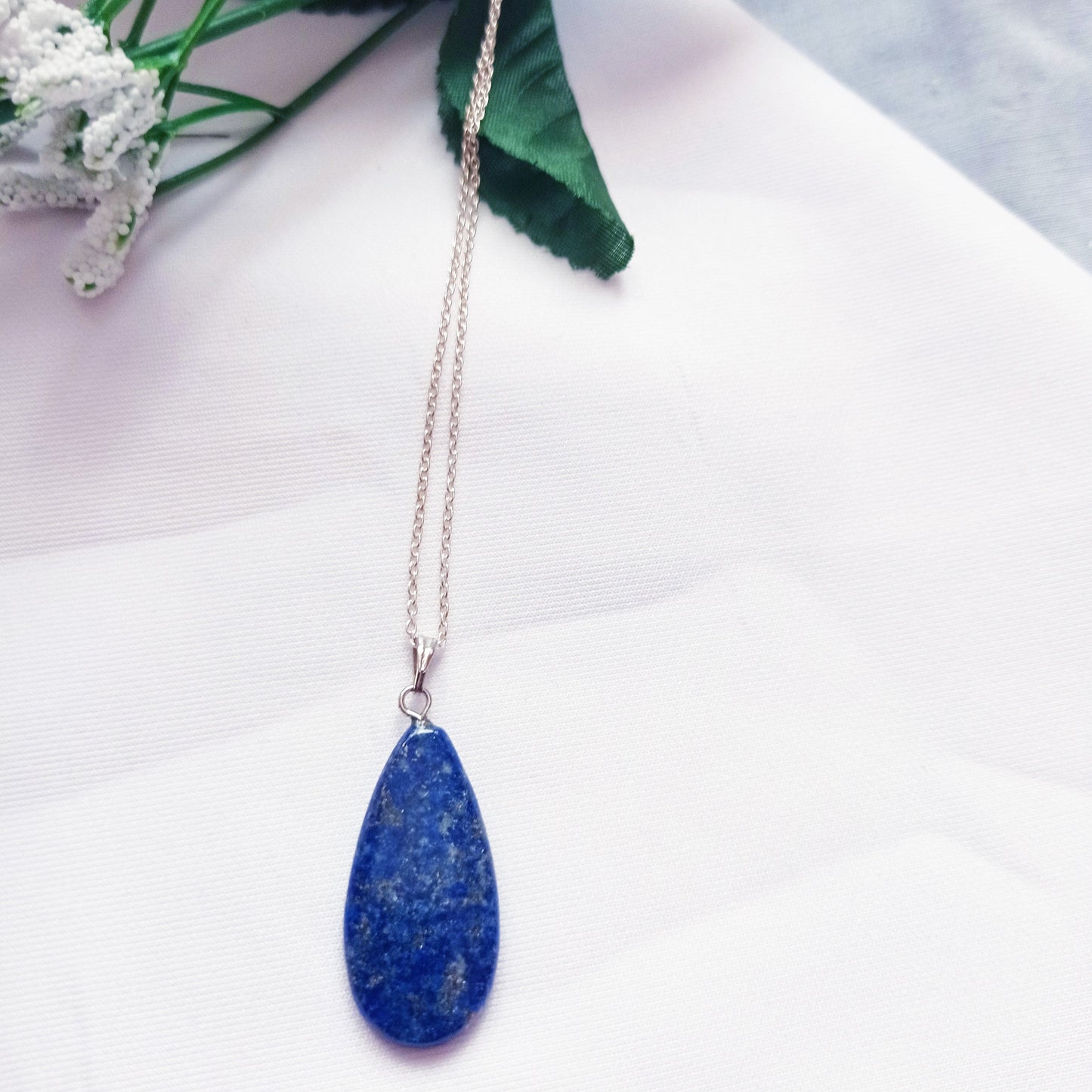 Lapis Lazuli Necklace, Lapis Lazuli Sterling Silver necklace, Lapis Lazuli Teardrop Pendant Necklace | by nlanlaVictory-2
