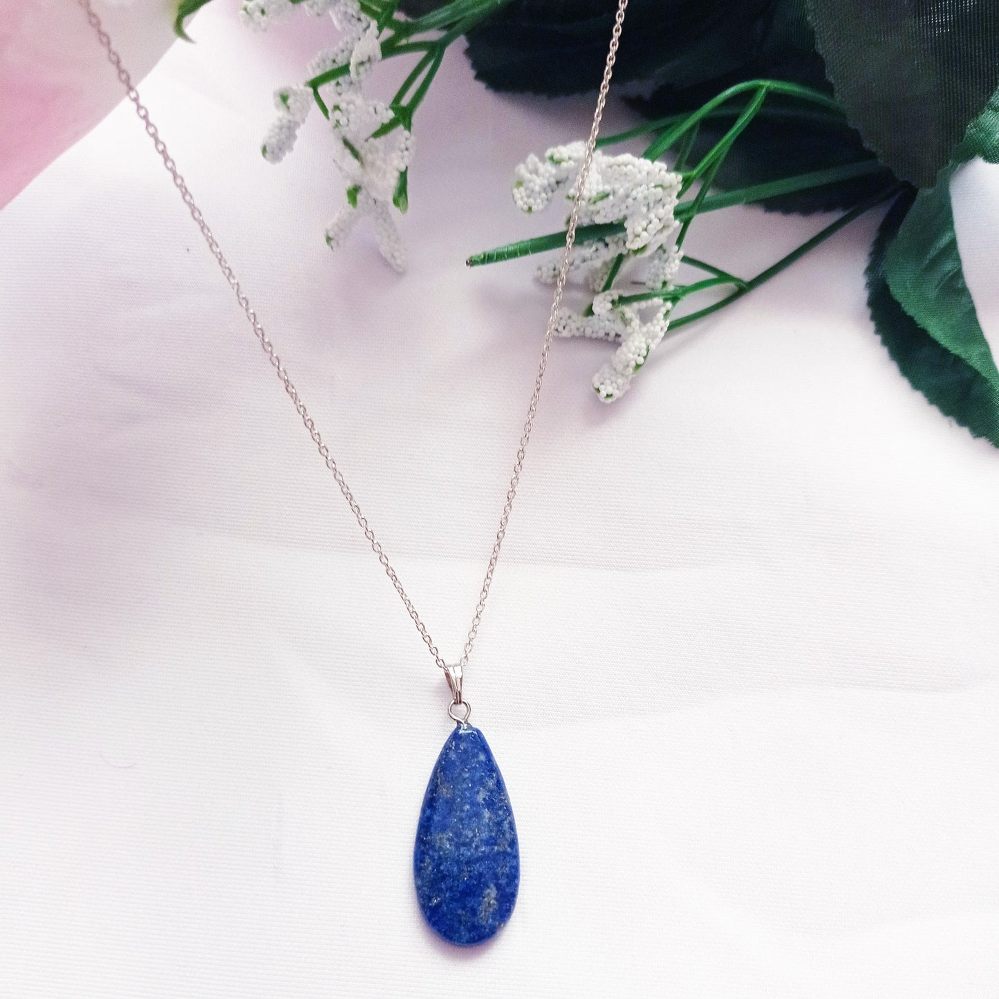 Lapis Lazuli Necklace, Lapis Lazuli Sterling Silver necklace, Lapis Lazuli Teardrop Pendant Necklace | by nlanlaVictory-5