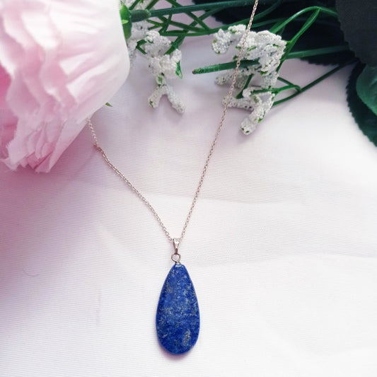 Lapis Lazuli Necklace, Lapis Lazuli Sterling Silver necklace, Lapis Lazuli Teardrop Pendant Necklace | by nlanlaVictory-0