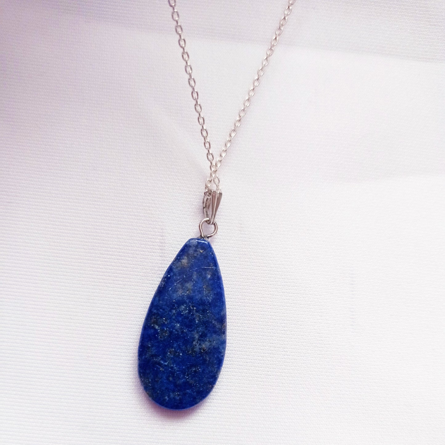 Lapis Lazuli Necklace, Lapis Lazuli Sterling Silver necklace, Lapis Lazuli Teardrop Pendant Necklace | by nlanlaVictory-4