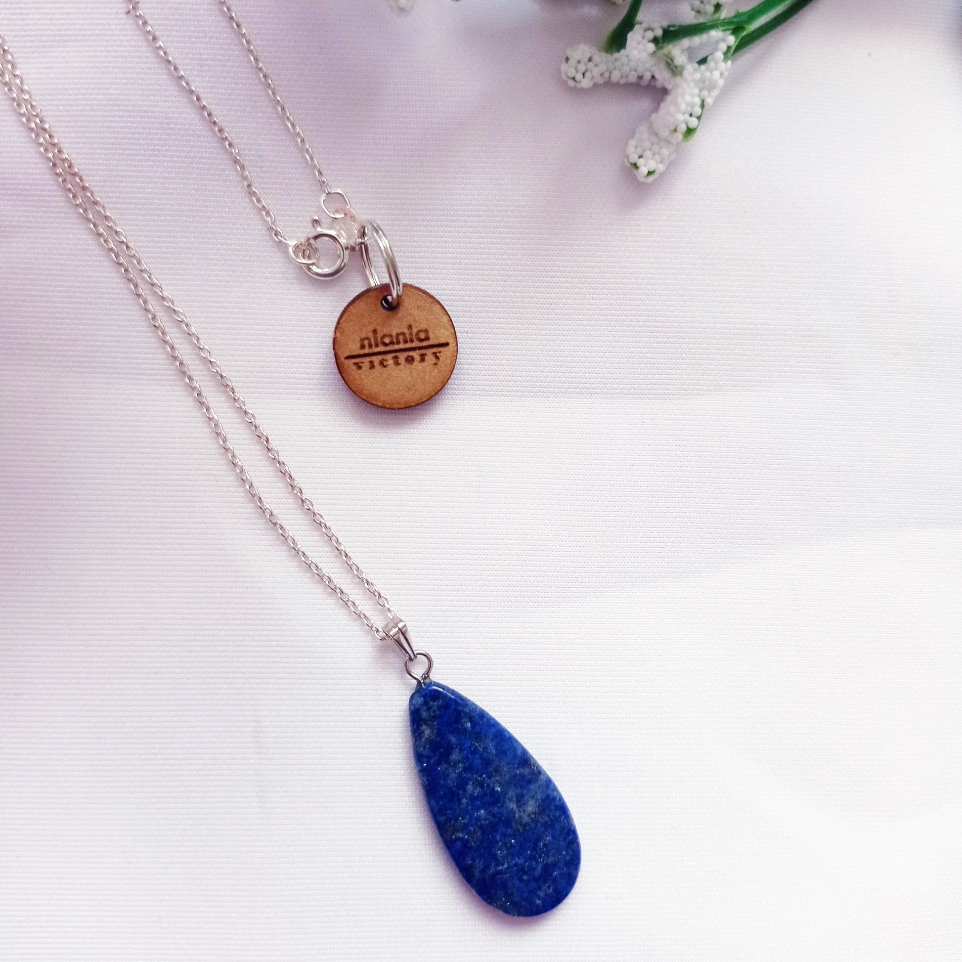 Lapis Lazuli Necklace, Lapis Lazuli Sterling Silver necklace, Lapis Lazuli Teardrop Pendant Necklace | by nlanlaVictory-1