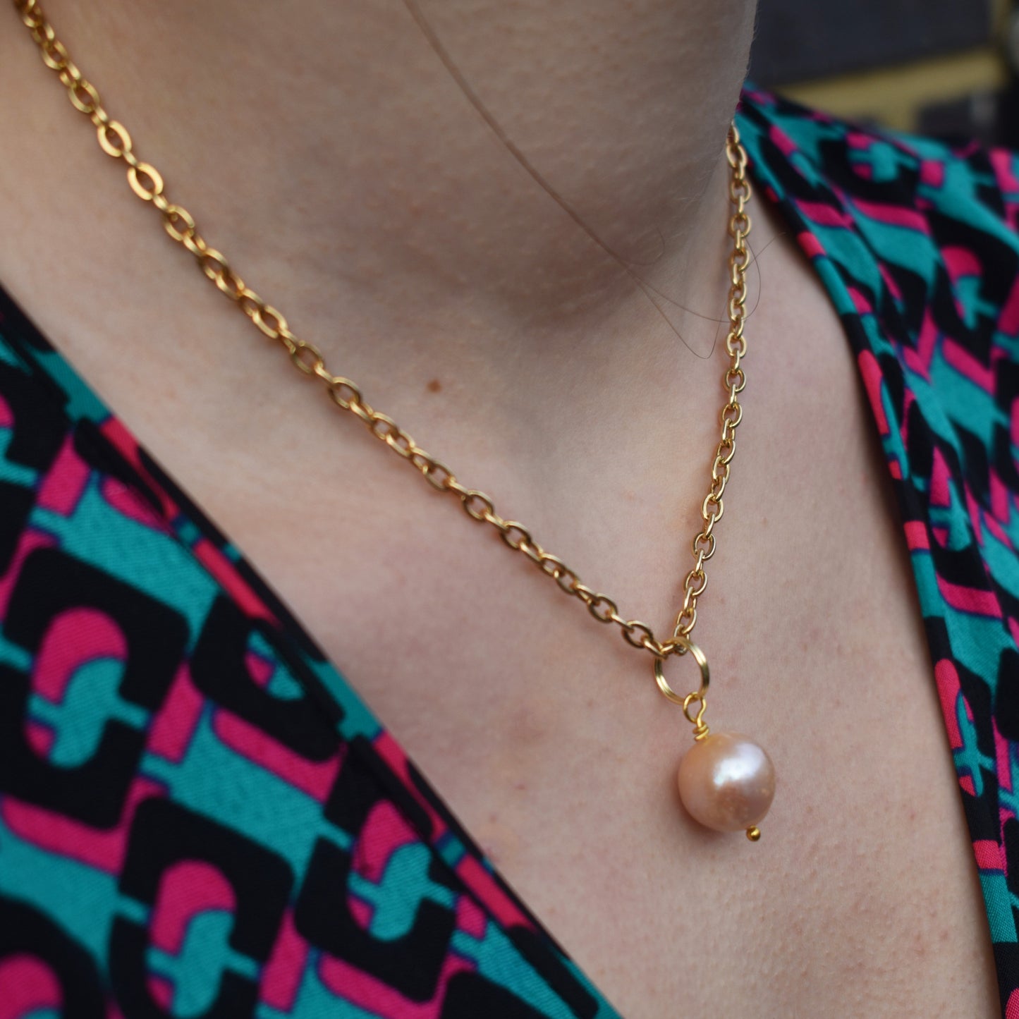 Pink freshwater pearl pendant necklace | by Ifemi Jewels-2