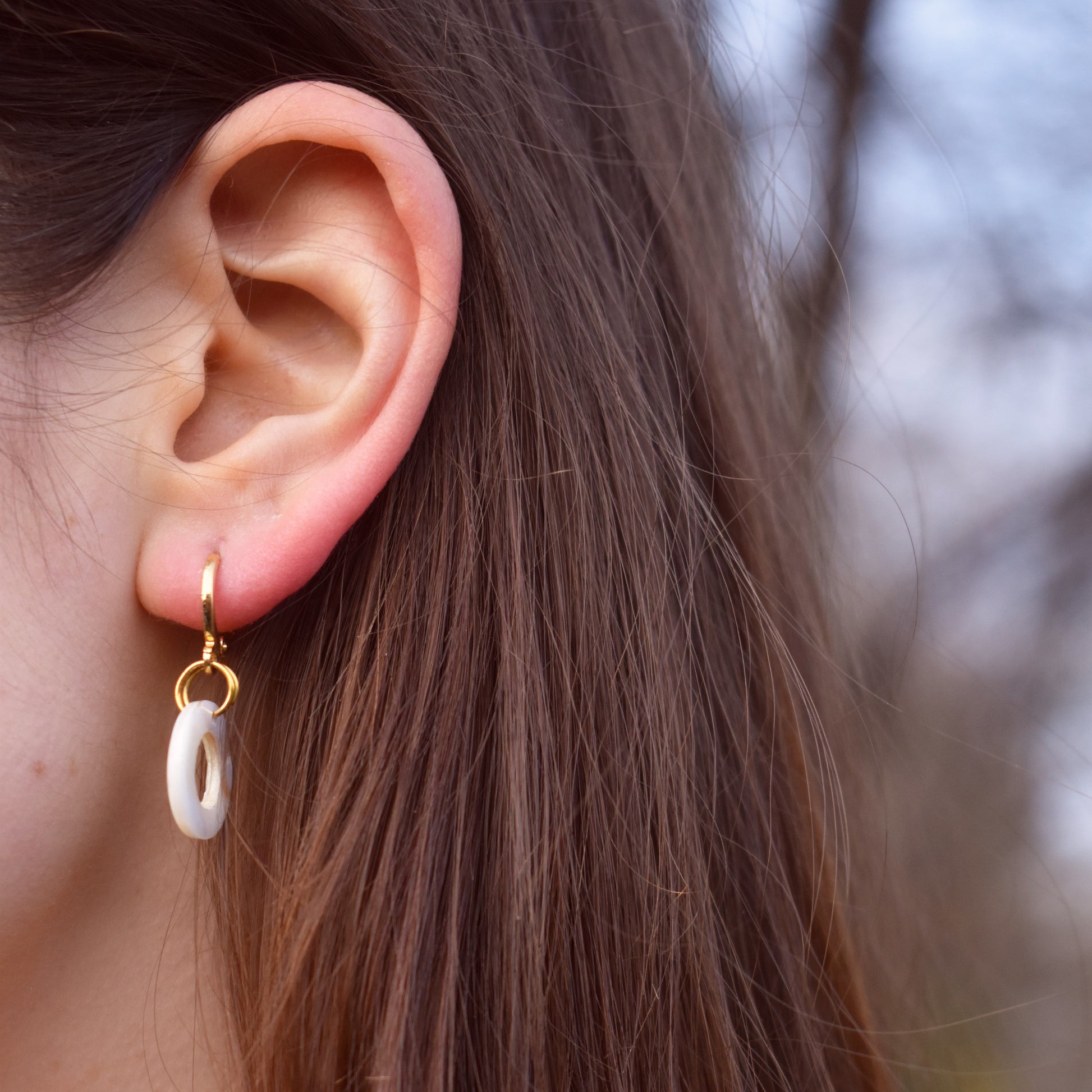 Circle Shell Huggie Minimalist Earrings | by Ifemi Jewels-1
