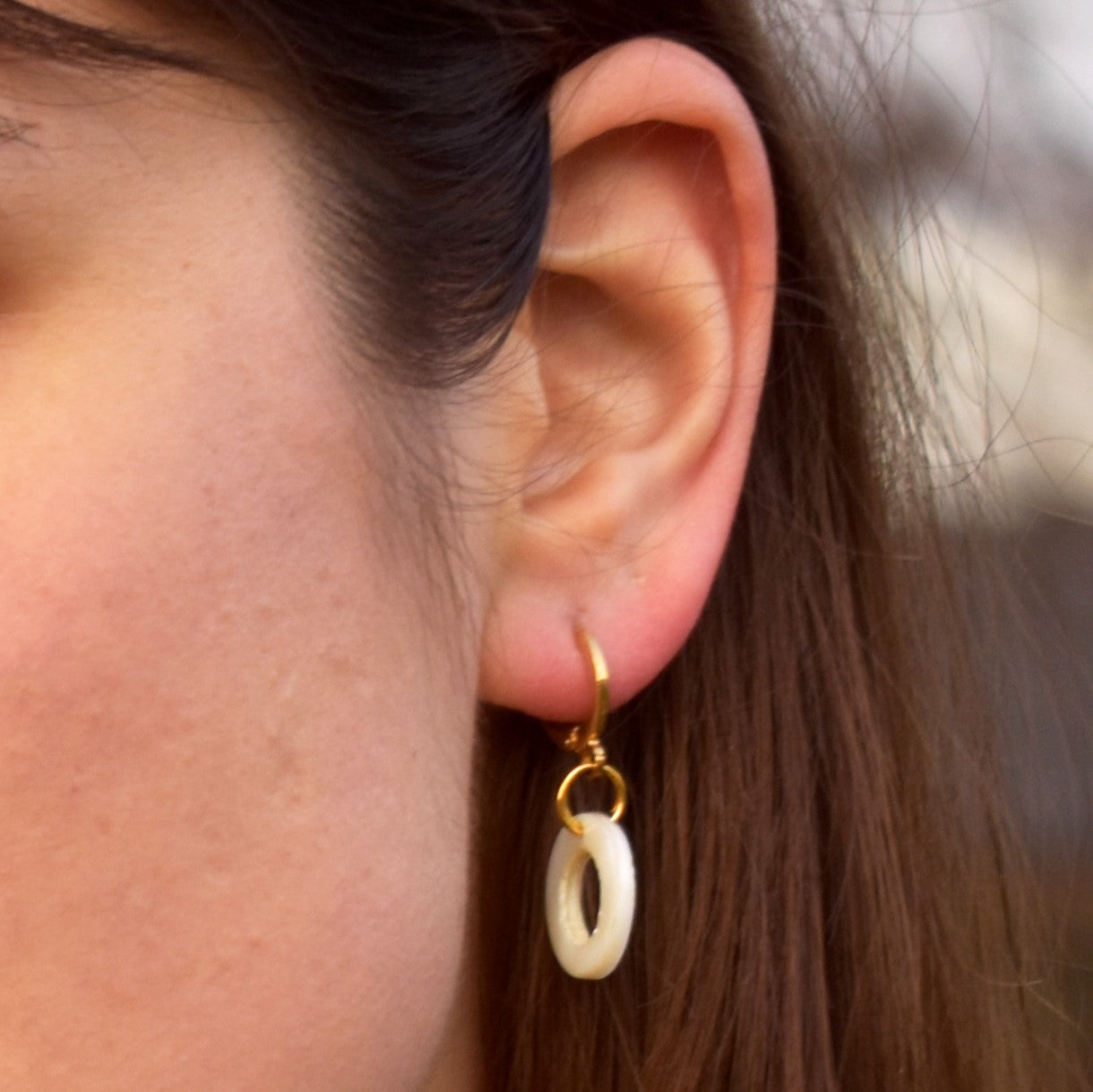 Circle Shell Huggie Minimalist Earrings | by Ifemi Jewels-3