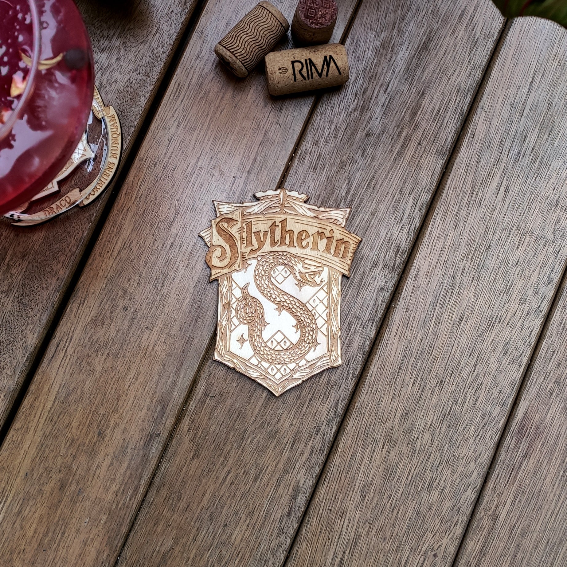 Set of 5 Harry Potter Wooden Coasters - Handmade Gift - Housewarming - Wood Kitchenware - Hogwarts Schools-7