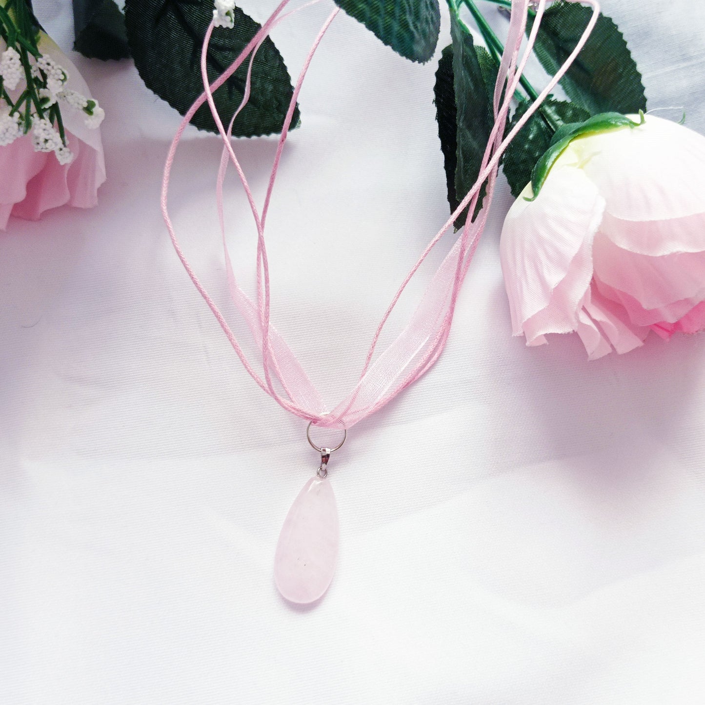 Rose Quartz Necklace, Rose Quartz Pendant, Natural Gemstone Necklace | by nlanlaVictory-1