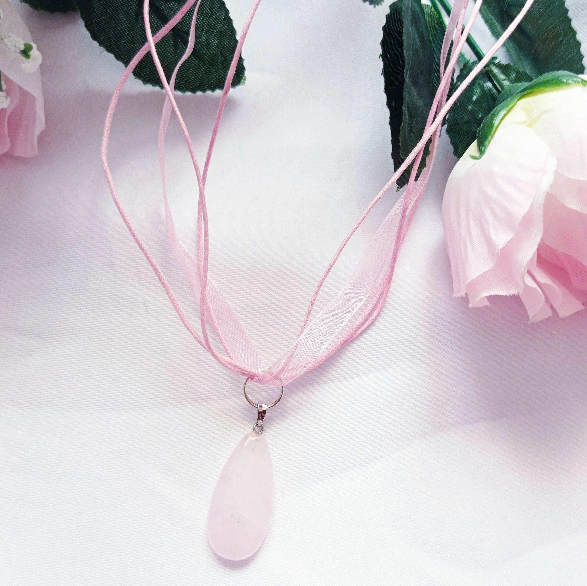 Rose Quartz Necklace, Rose Quartz Pendant, Natural Gemstone Necklace | by nlanlaVictory-2