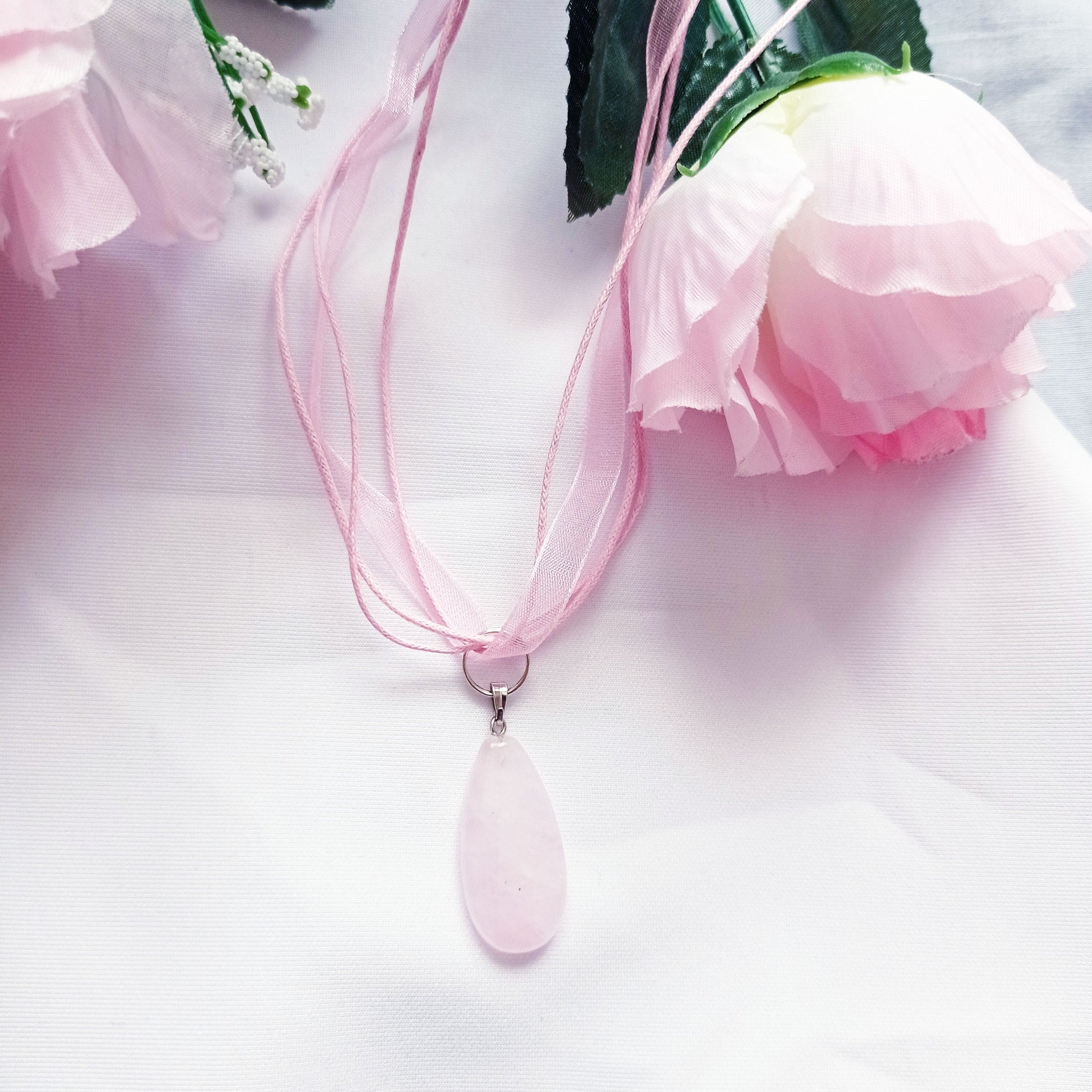 Rose Quartz Necklace, Rose Quartz Pendant, Natural Gemstone Necklace | by nlanlaVictory-4
