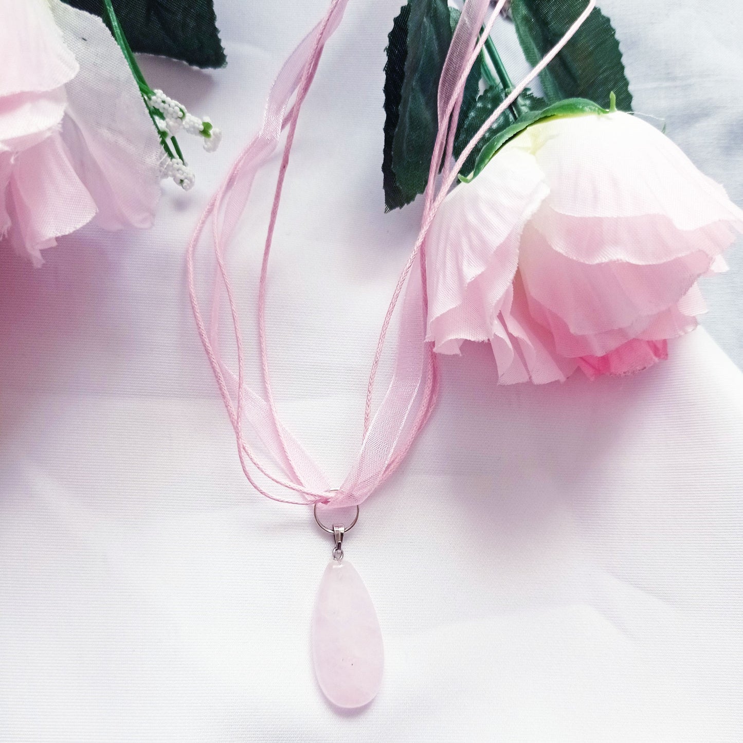Rose Quartz Necklace, Rose Quartz Pendant, Natural Gemstone Necklace | by nlanlaVictory-5