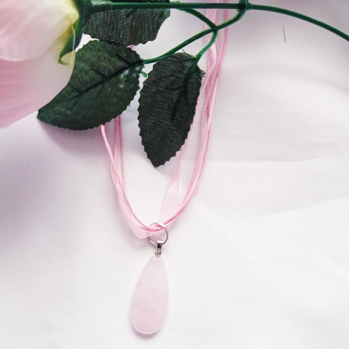 Rose Quartz Necklace, Rose Quartz Pendant, Natural Gemstone Necklace | by nlanlaVictory-8