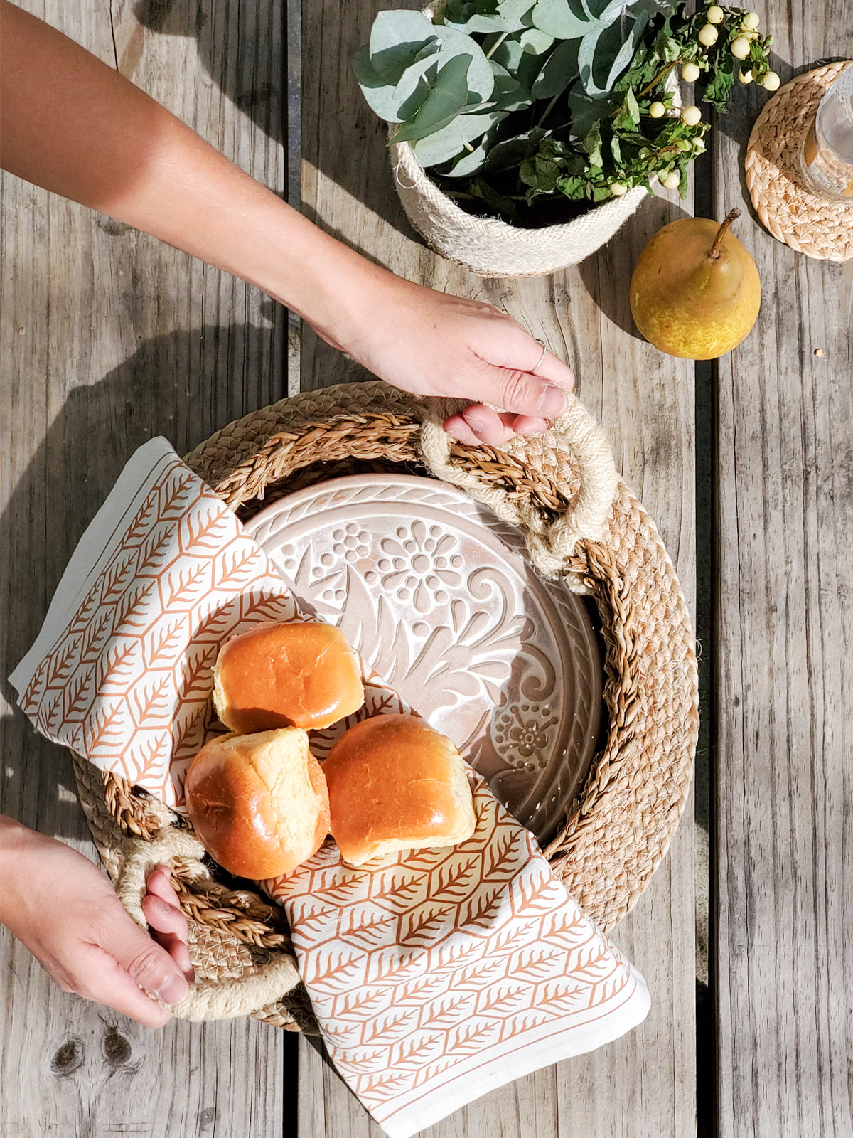 Bread Warmer & Basket Gift Set with Tea Towel - Bird Round-1