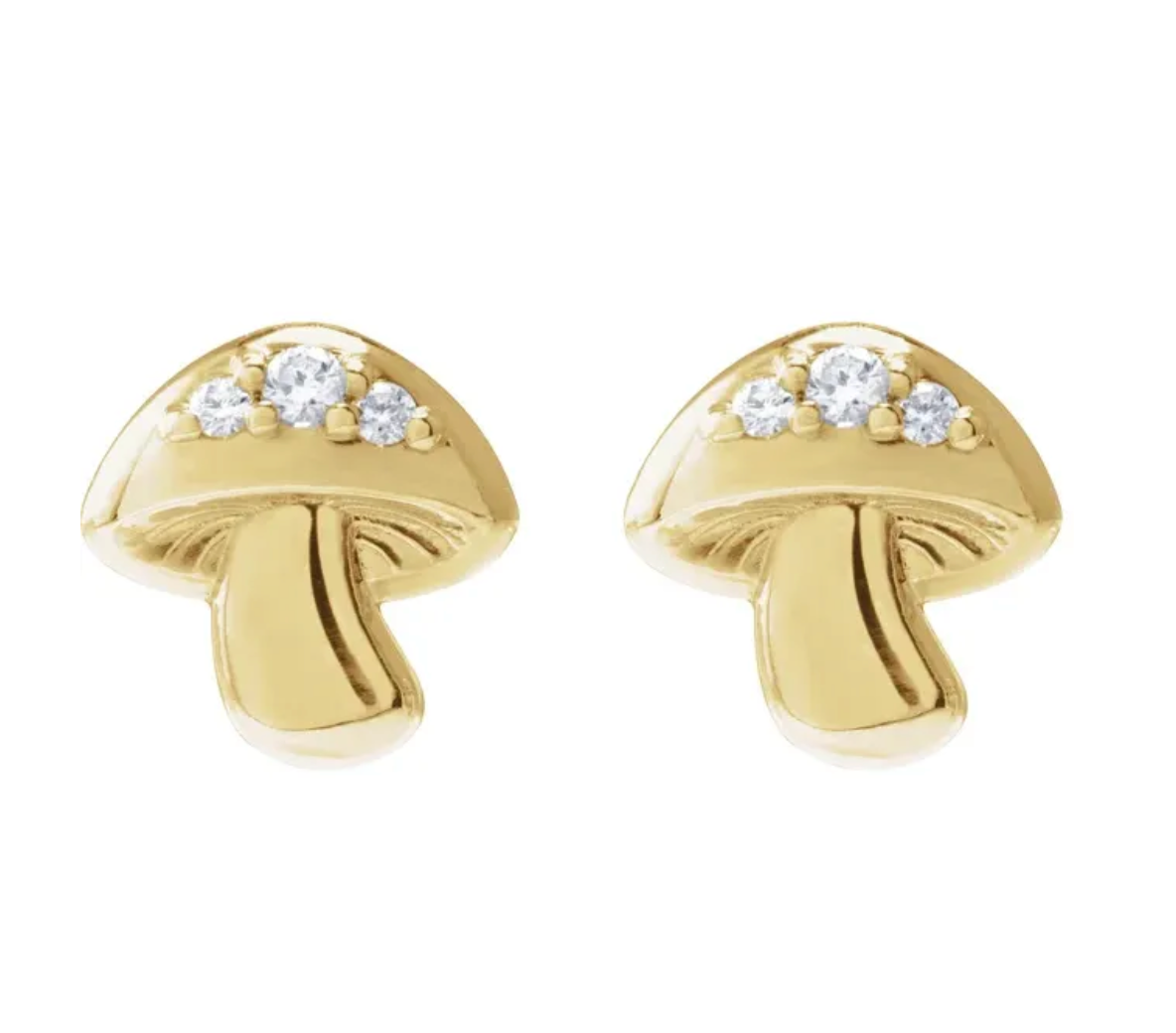 Mushroom Diamond Stud Earrings-2