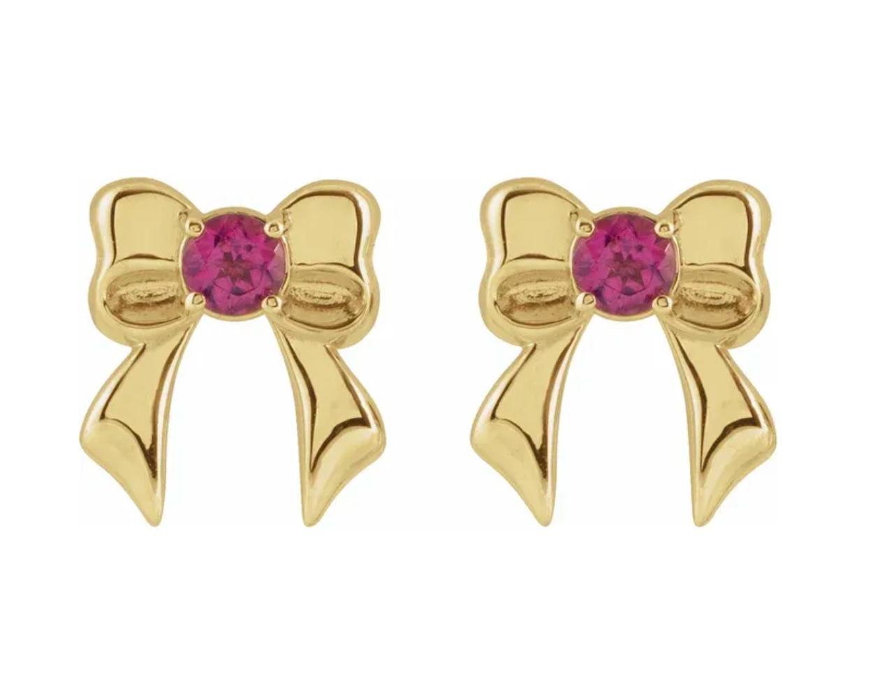 Pink Tourmaline Bow Stud Earrings-2