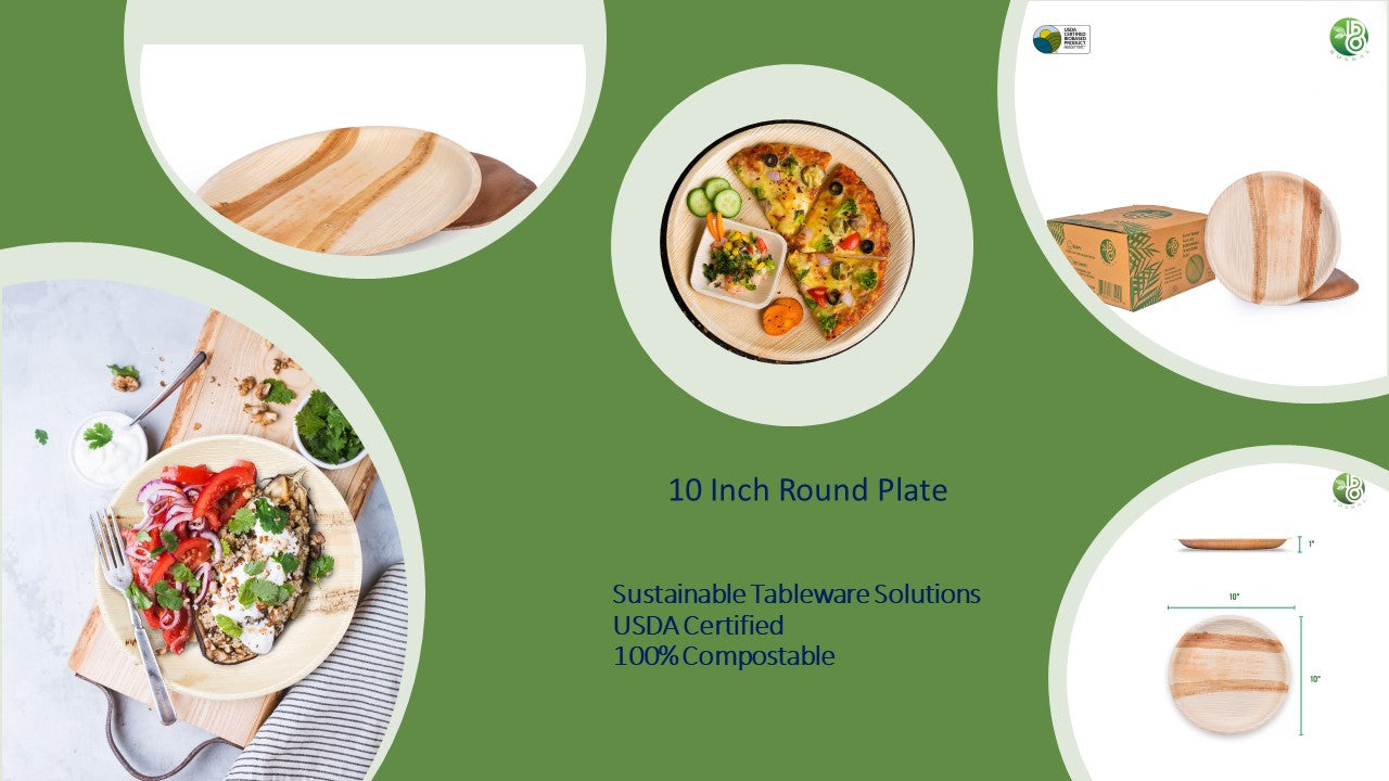 Bosnal - Palm Leaf Biodegradable Plates, 10 inch, Round, 25 Pcs-6