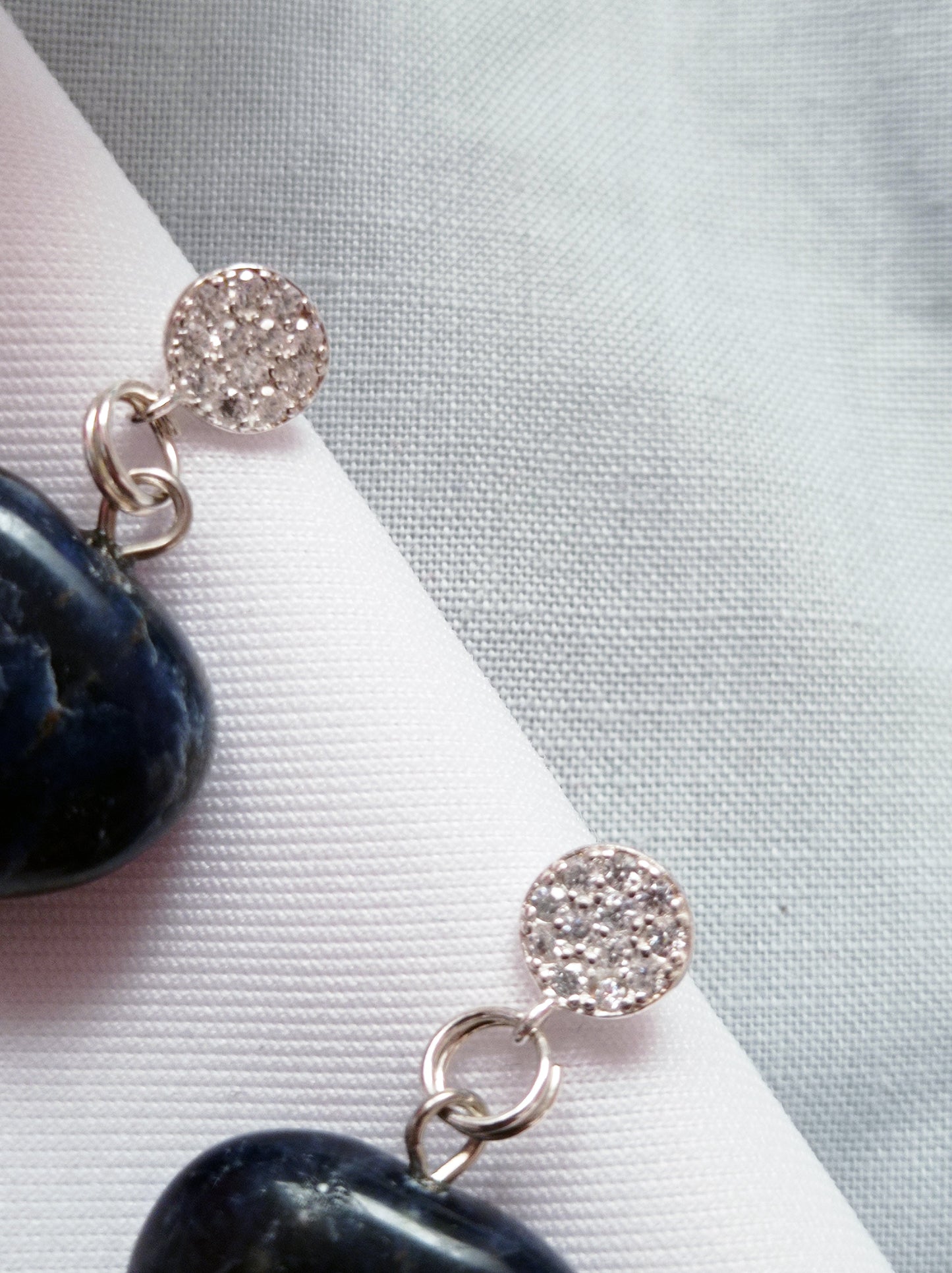 Sodalite Sterling Silver Earrings, Sodalite Stud Earrings, Blue Gemstone Heart Earrings | by nlanlaVictory-3